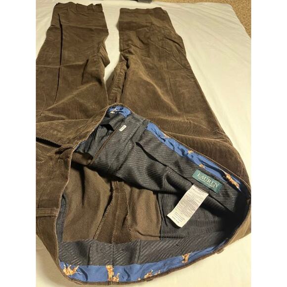 Vintage Lauren Ralph Lauren Corduroy Pants Mens 40x32 Hunting Dogs Thin Cords - Picture 5 of 5